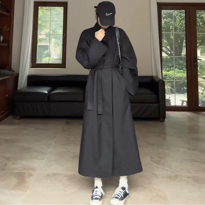 Damen Langer Mantel im Kimono-Stil mit Bindegürtel und weiter A-Linie Echoarchiv