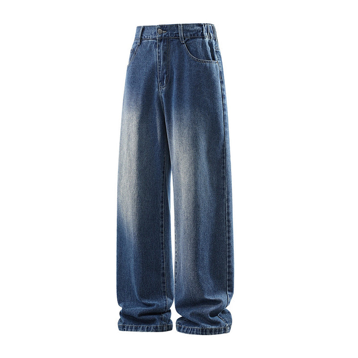 Damen Weite High‑Waist Baggy‑Jeans mit elastischem Bund und Used‑Look Echoarchiv