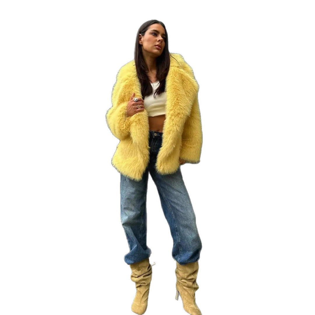 Damen Kurzer Oversize Kunstpelz-Mantel mit voluminösem Schalkragen Echo Archiv