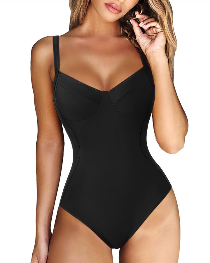Damen eleganter Badeanzug mit wohltuendem V-Ausschnitt Echo Archiv