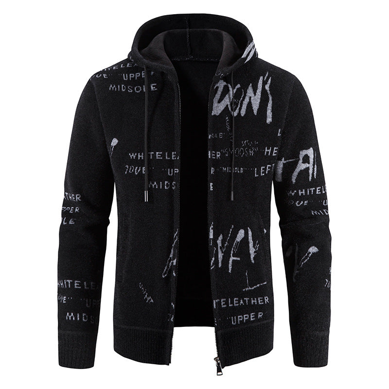 Herren modische Kapuzenjacke mit kreativem Print Echoarchiv