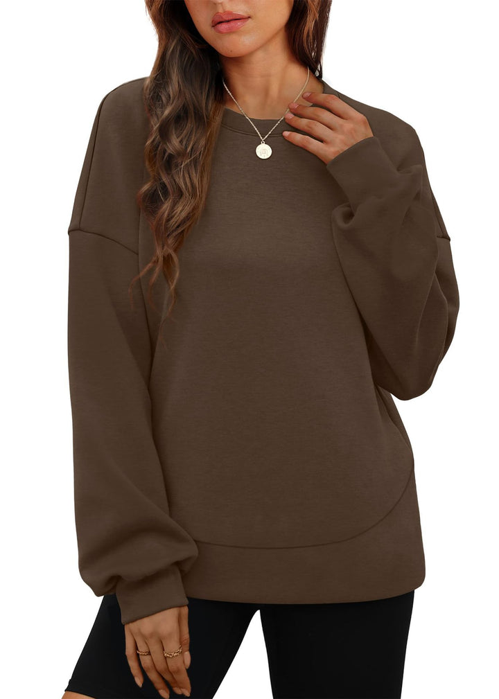 Damen nan lässiges Oversize Rundhals-Sweatshirt mit überschnittener Schulter gerundetem Saum und weichem Innenfutter Echo Archiv