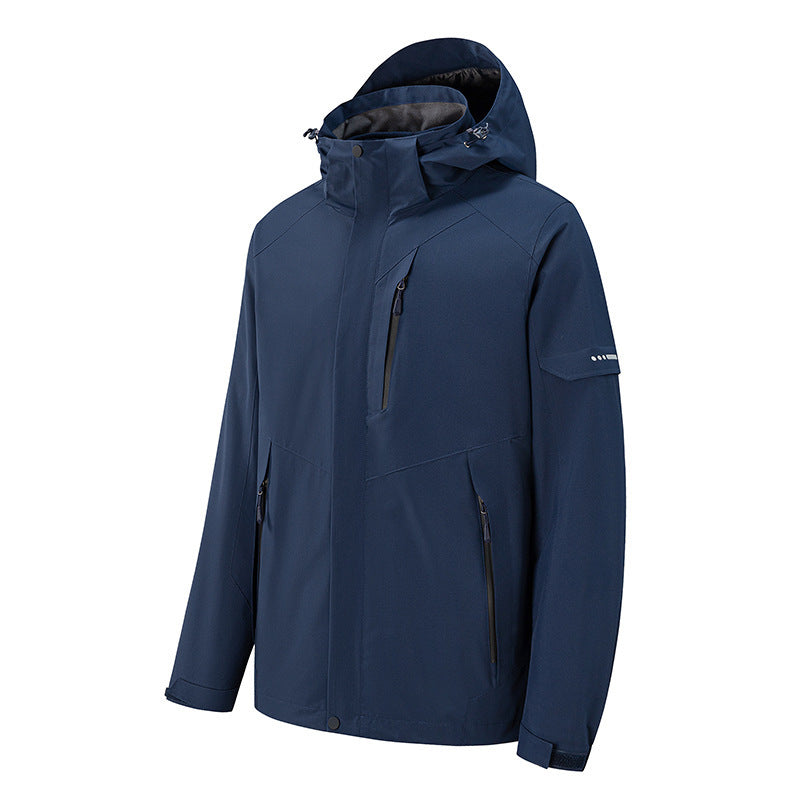 Herren wasserdichte dreilagige Softshell-Outdoorjacke mit verstellbarer Kapuze und verschweißten Reißverschlüssen Echo Archiv