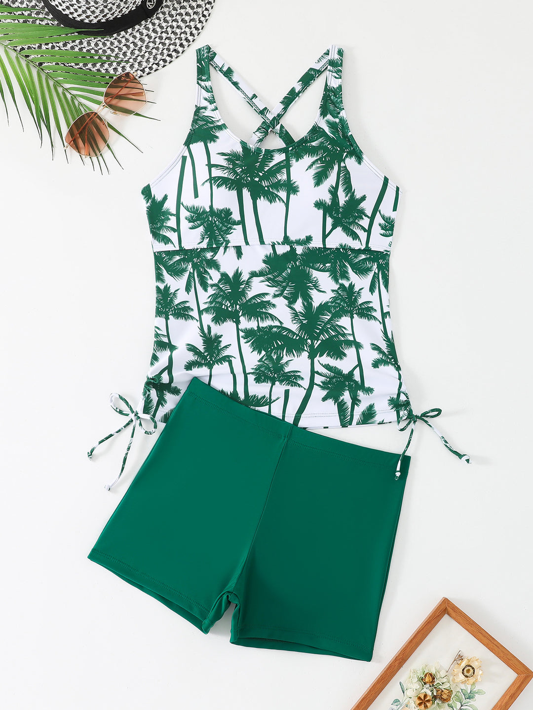 Damen Sportliches Tankini-Set mit floralem Design und verstellbaren Bündchen Echo Archiv