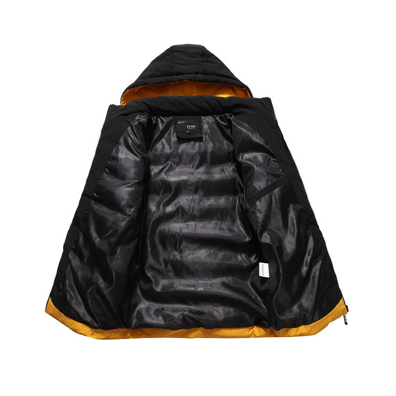 Herren gesteppte Winterjacke mit modischem Farbkontrast und Kapuze Echoarchiv