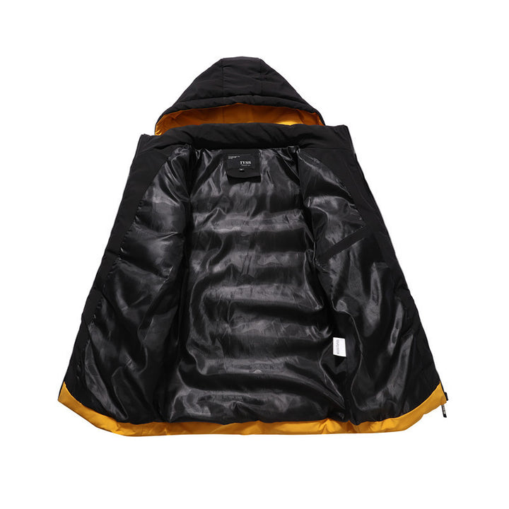 Herren gesteppte Winterjacke mit modischem Farbkontrast und Kapuze Echoarchiv
