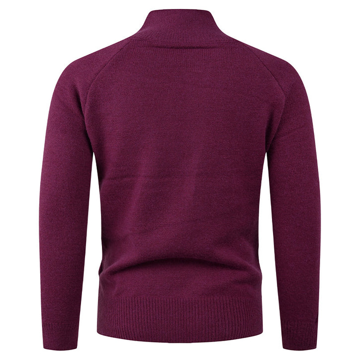 Herren Strickjacke mit modernem Stehkragen und Knopfverschluss Echoarchiv