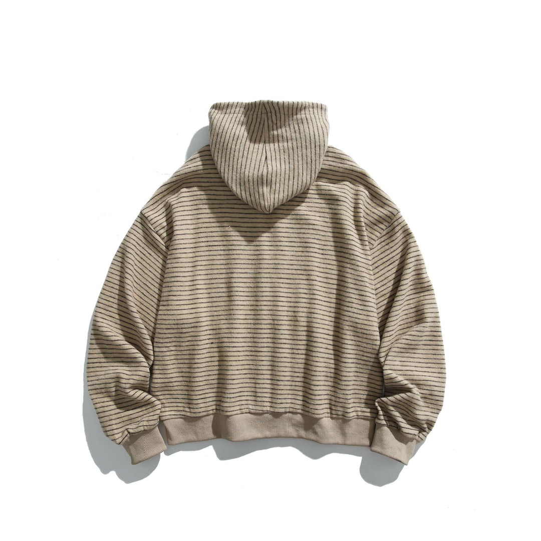 Unisex Gestreifte Kapuzenjacke mit durchgehendem Reißverschluss und gerippten Bündchen Echoarchiv