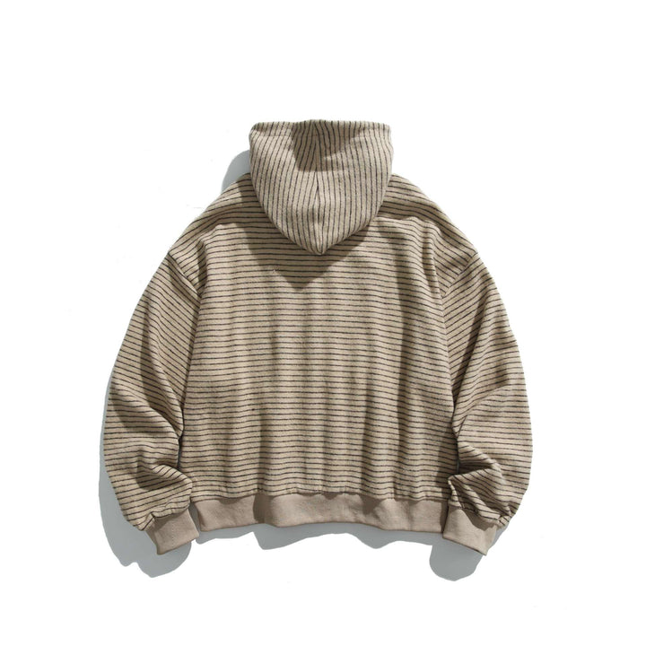 Unisex Gestreifte Kapuzenjacke mit durchgehendem Reißverschluss und gerippten Bündchen Echoarchiv