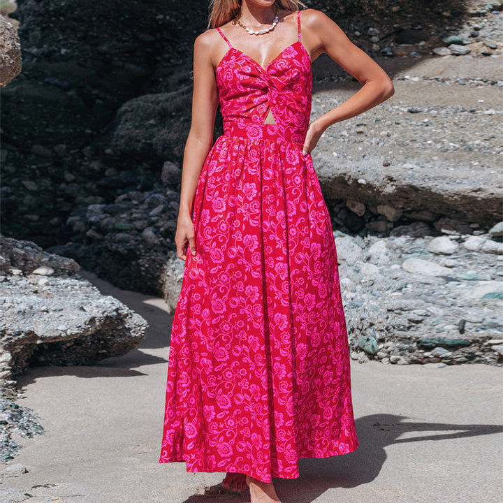 Damen Maxikleid mit raffiniertem Knotendesign und floralem Muster Echo Archiv
