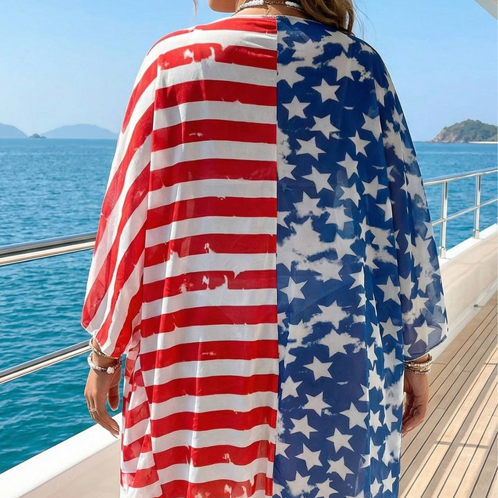 Damen luftiger Strandkimono mit Sternenmotiven Echo Archiv