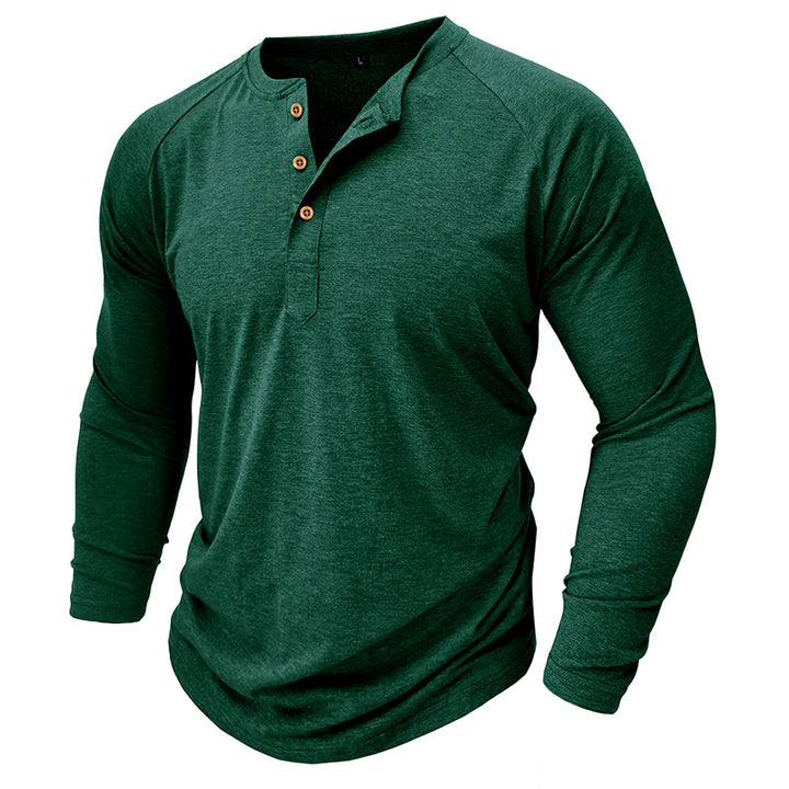 Herren Langarm-Henley-Shirt mit strukturierter Oberflächenbeschaffenheit Echoarchiv