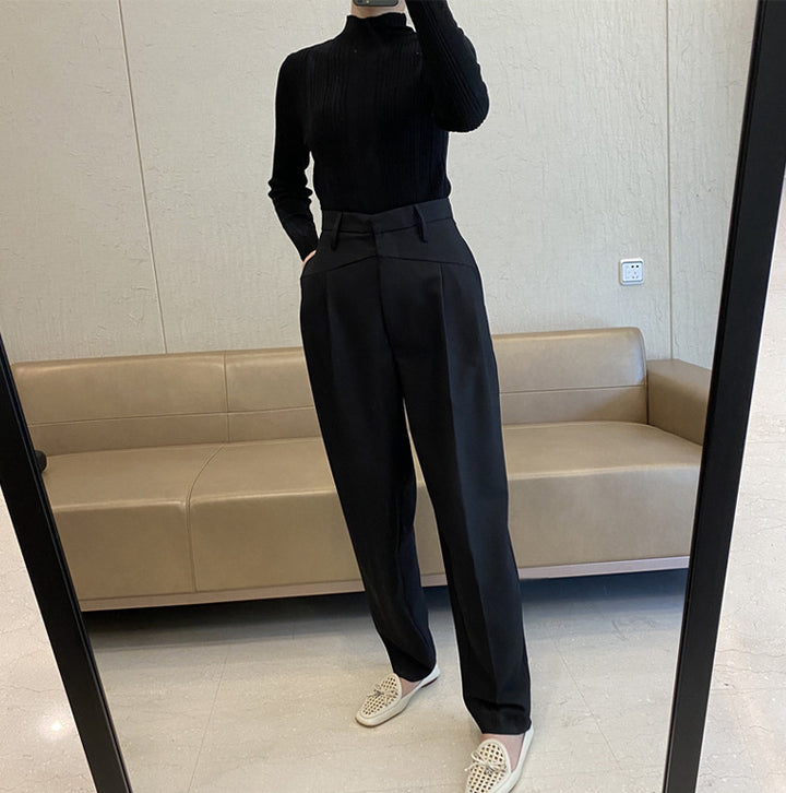 Damen Hochtaillierte Bundfaltenhose mit weitem Bein und scharfer Bügelfalte Echo Archiv