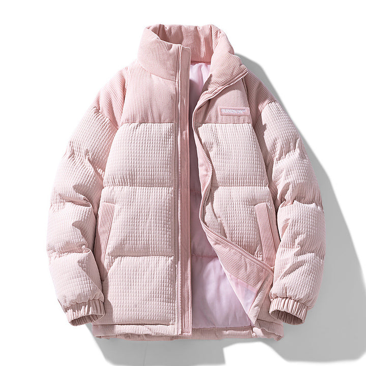 Herren Wattierte Cordoptik Steppjacke mit hohem Stehkragen und Thermofutter Echoarchiv