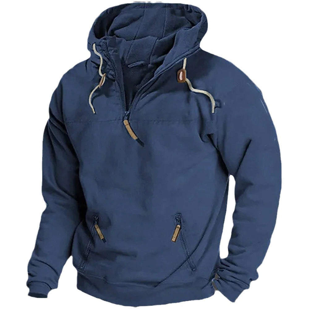 Herren lässiger Pullover mit halbem Reißverschluss und praktischen Kängurutaschen Echoarchiv