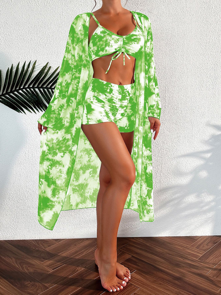 Damen Bikini-Set mit kurzem Höschen und transparentem Strandkimono Echo Archiv