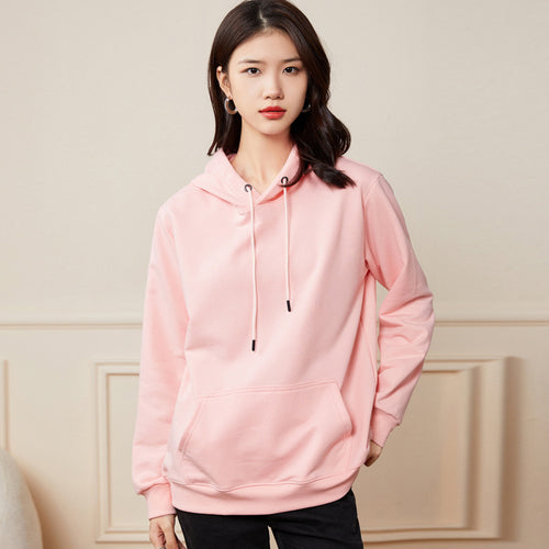 Damen Oversize-Kapuzenpullover aus Baumwoll-Mix mit Kängurutasche und gerippten Bündchen Echoarchiv