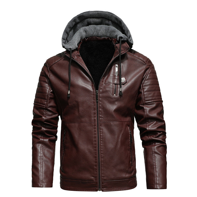 Herren Lederimitatjacke mit Kapuze und Teddyfutter Echoarchiv
