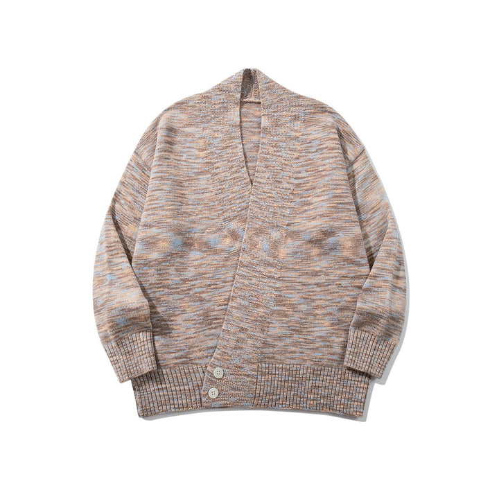 Damen Oversize-Strickcardigan mit tiefem V-Ausschnitt, Knopfleiste am Saum und melierter Struktur Echoarchiv