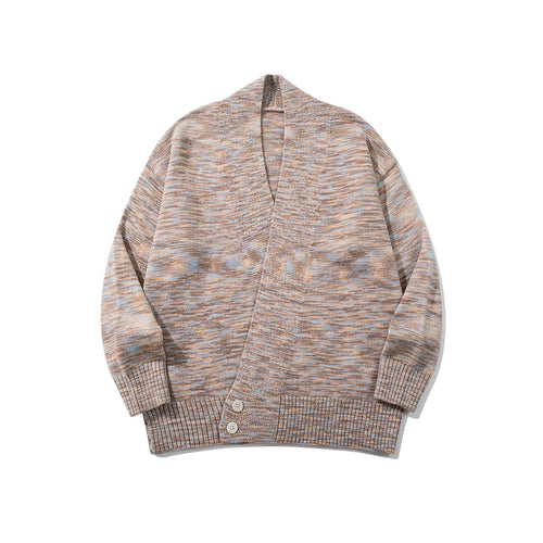 Damen Oversize-Strickcardigan mit tiefem V-Ausschnitt, Knopfleiste am Saum und melierter Struktur Echoarchiv
