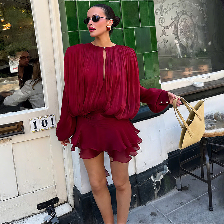 Damen Elegantes Blusenset mit rüschenverzierten Shorts Echo Archiv