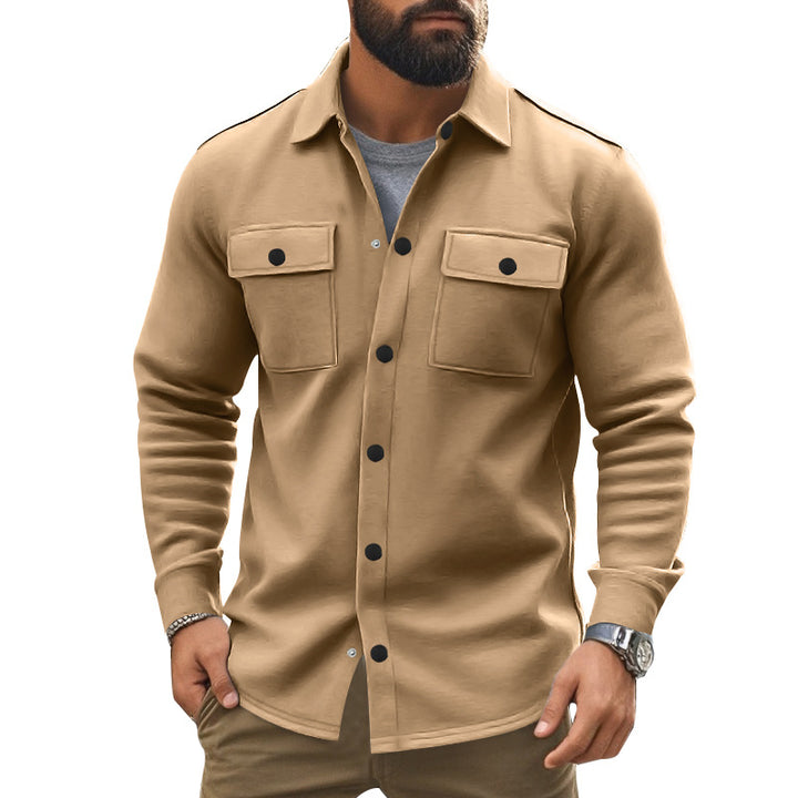 Herren nan robuste Wollfleece-Überhemdjacke mit aufgesetzten Brusttaschen und Druckknopfleiste Echo Archiv