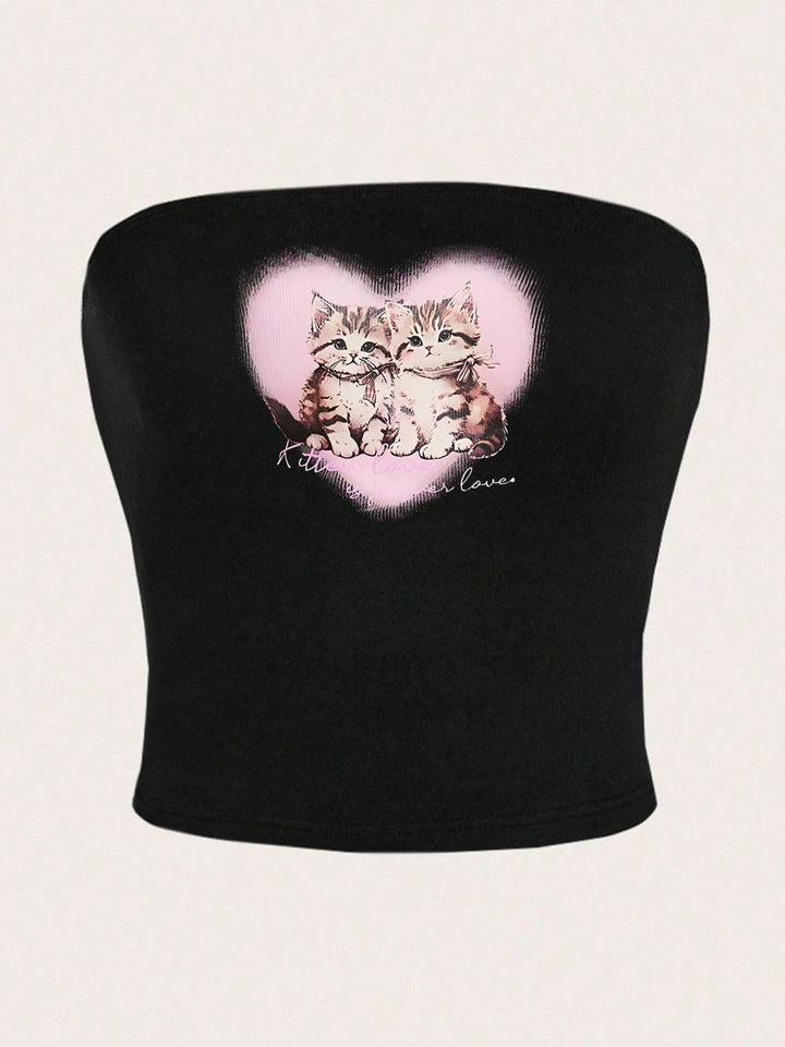 Damen Bandeau-Top mit elegantem Spitzenbandmotiv Echo Archiv