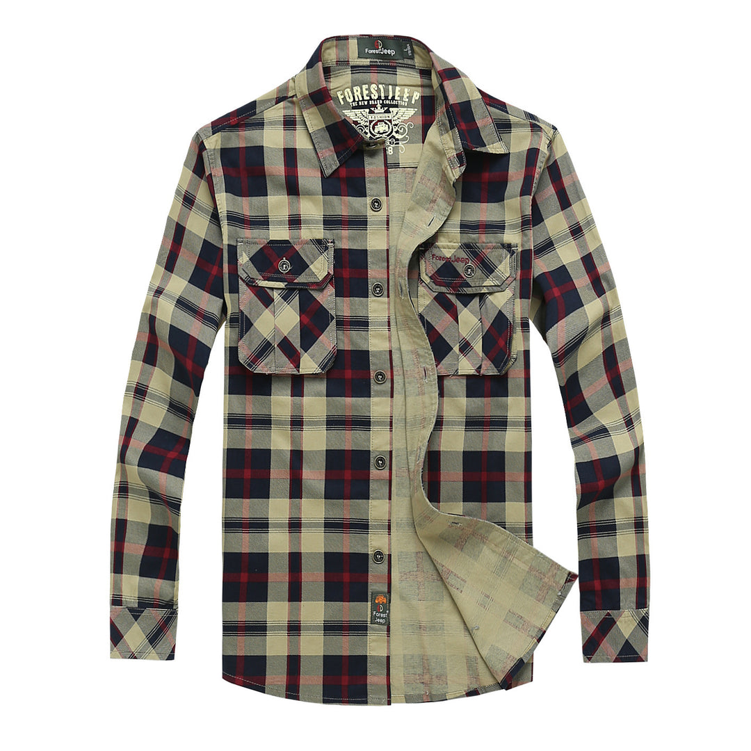 Herren Kariertes Overshirt im Workwear Stil mit aufgesetzten Brusttaschen – Taviero