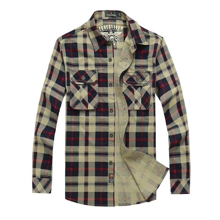 Herren Kariertes Overshirt im Workwear Stil mit aufgesetzten Brusttaschen – Taviero
