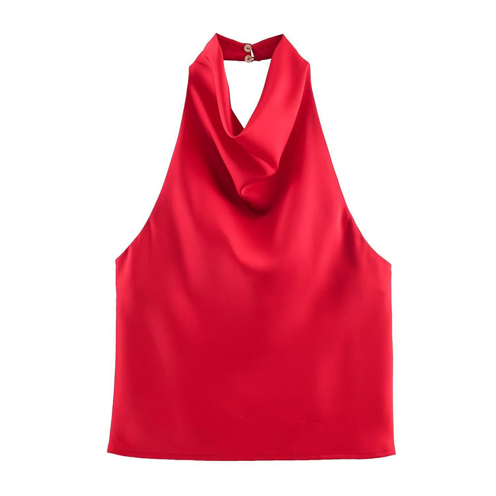 Damen elegantes Haltertop mit fließendem Schnitt und dekorativen Details Echo Archiv