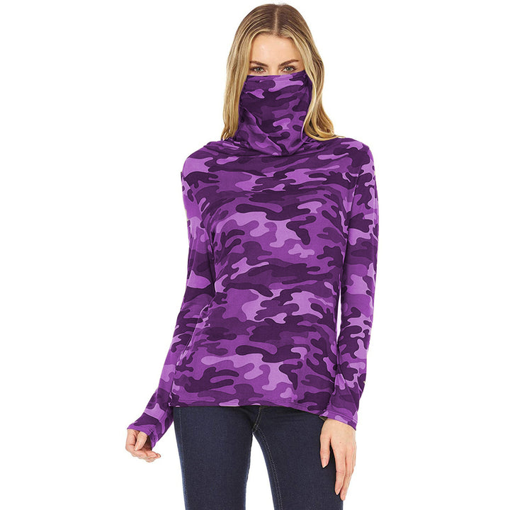 Damen Camouflage-Jersey-Longsleeve mit integriertem Schlauchkragen Echoarchiv