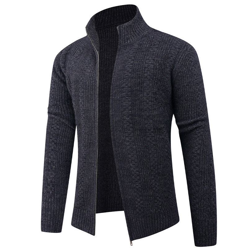 Herren Freizeit Strickjacke mit hohem Kragen und modernem Zipper Echoarchiv