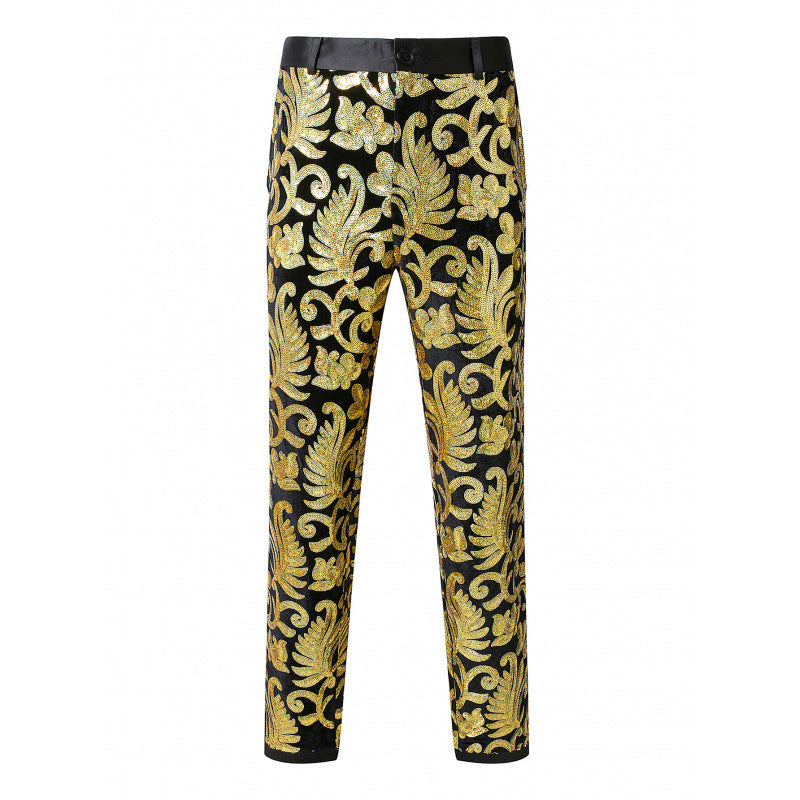 Herren Elegante Paillettenhose mit floralem Design Echoarchiv