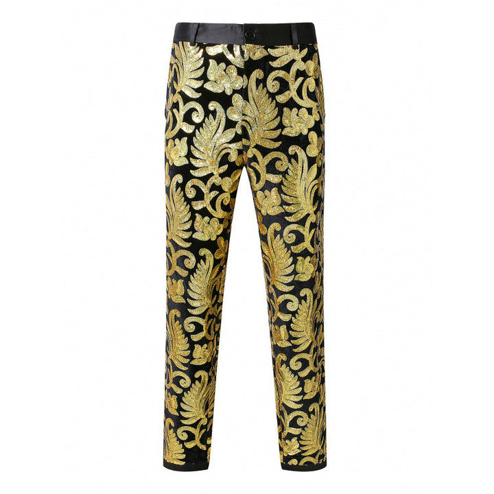 Herren Elegante Paillettenhose mit floralem Design Echoarchiv