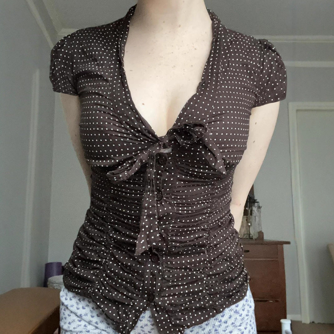 Damen feminines Blusenshirt mit Raffung und Schleifen-Detail Echo Archiv
