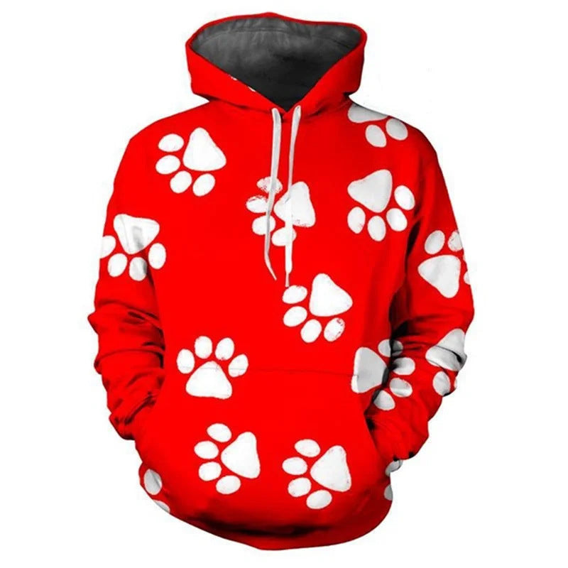 Damen Lustiger Kapuzenpullover mit Pfotenmotiv Echoarchiv