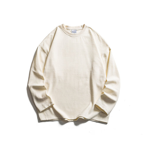 Unisex Grobstrukturierter Waffelstrick-Langarmpullover im Oversize-Schnitt mit Rundhals Echoarchiv