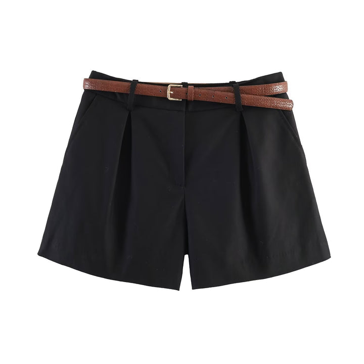 Damen klassische Shorts mit eleganten Falten und Gürtel Echo Archiv
