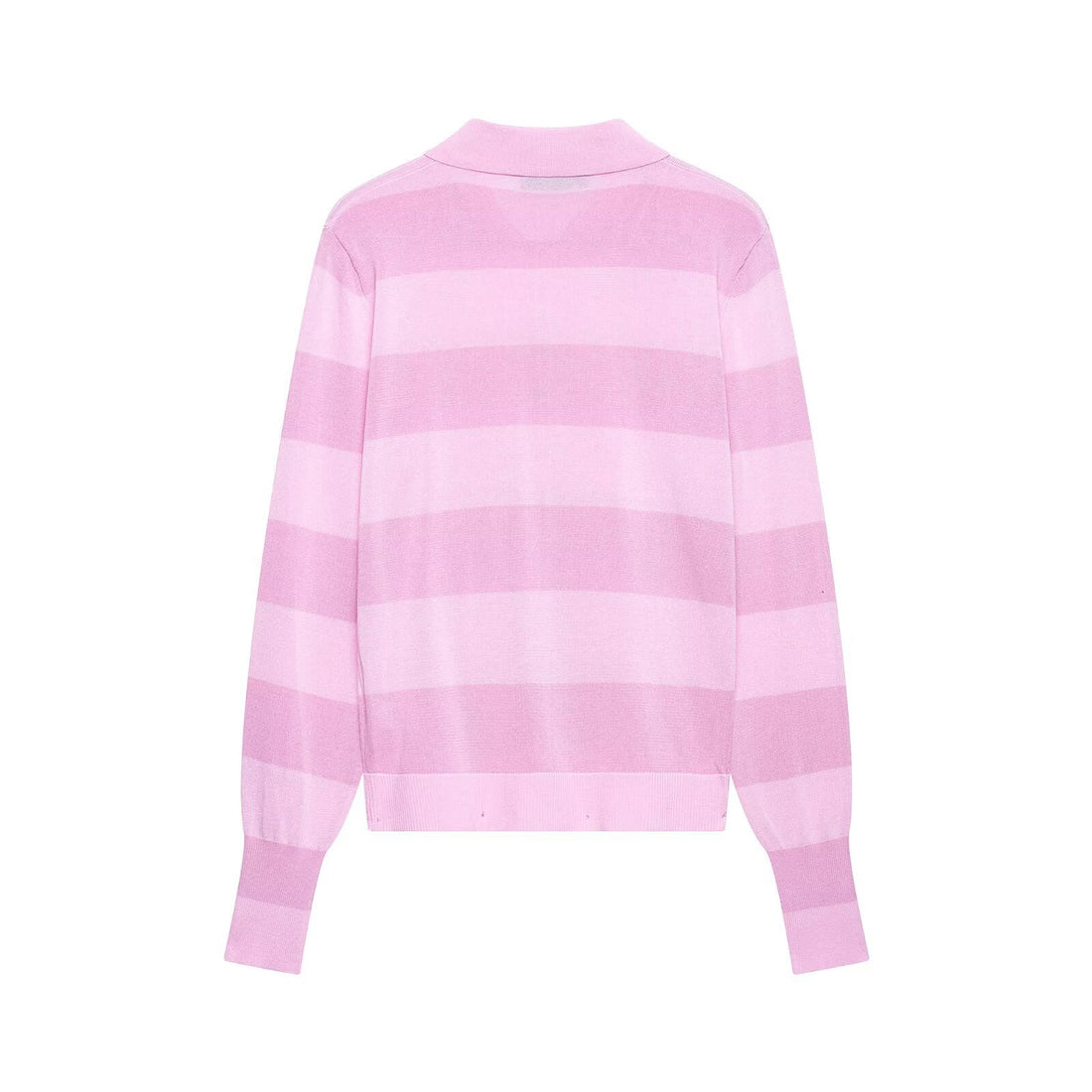 Damen Gestreifte Feinstrick-Cardigan mit Polokragen und bezogenen Knöpfen Echo Archiv