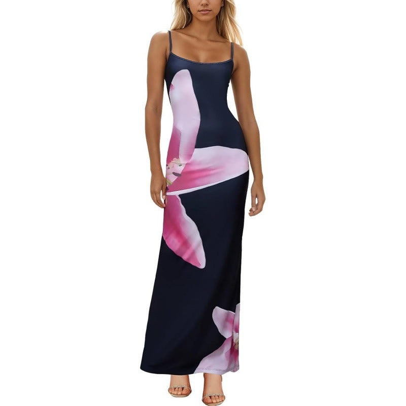 Maxikleid für Damen mit Details und einem farbenfrohen Grafikprint – Echo Archiv