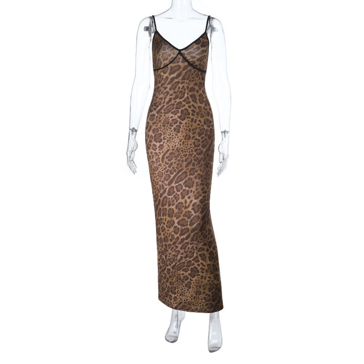 Damen Maxikleid mit Tierdruck und verstellbaren Spaghettiträgern Echo Archiv