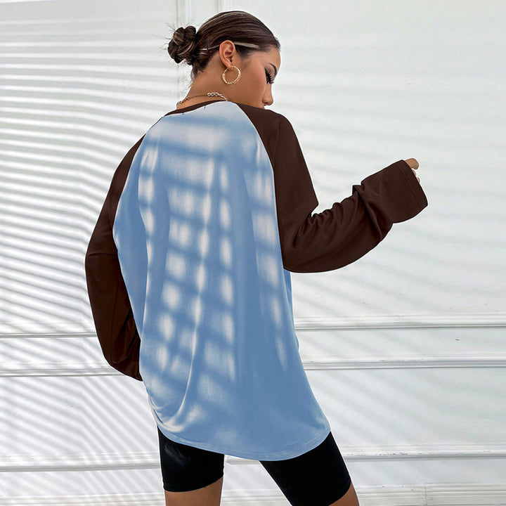 Damen oversized Raglan-Langarmshirt mit weitem Glockenärmel lässiger Silhouette und sportiver Crew-Neck – Avérine