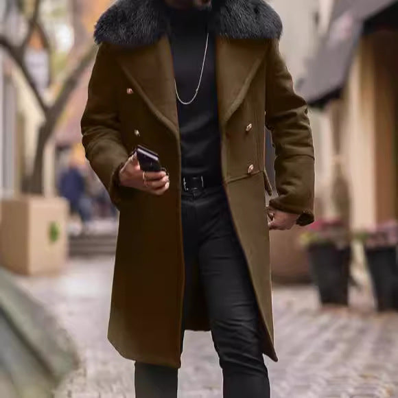 Herren eleganter Langmantel mit Teddyfellkragen Echoarchiv