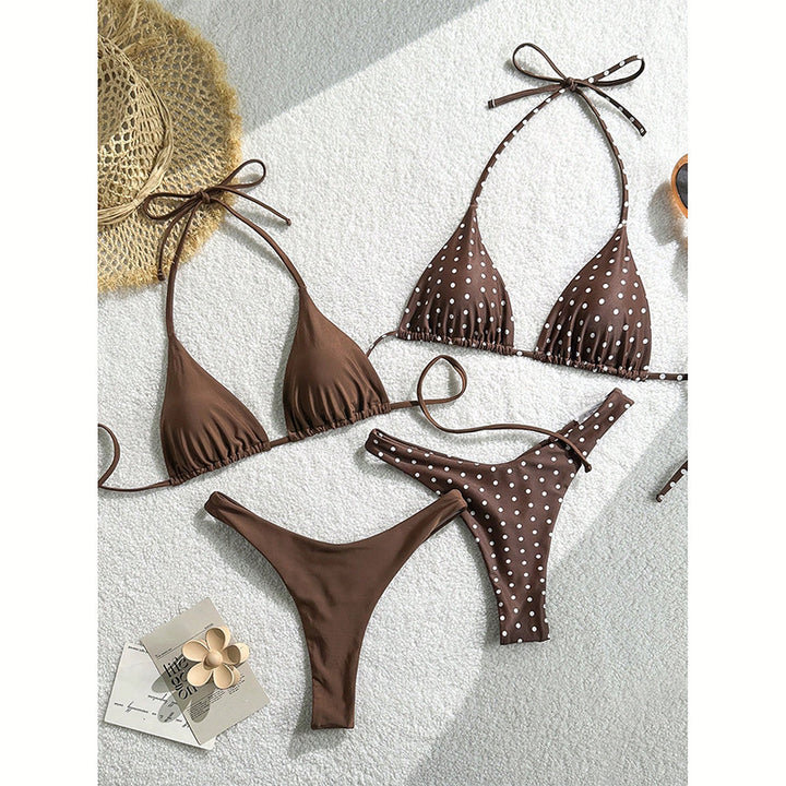 Damen Triangel-Bikini-Set mit verspieltem Punktedesign und elastischen Trägern Echo Archiv