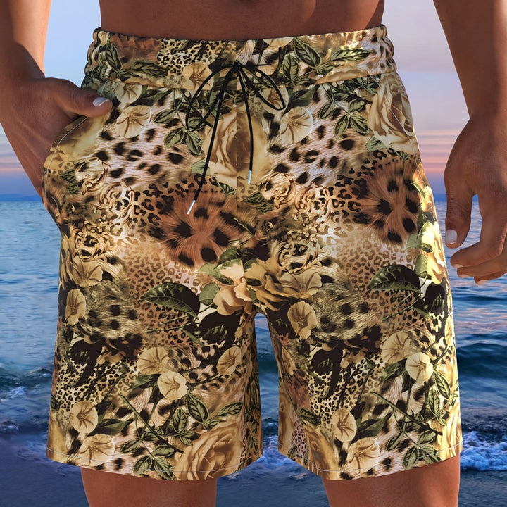 Herren Badeshorts mit animalischem Muster und elastischem Bund Echo Archiv