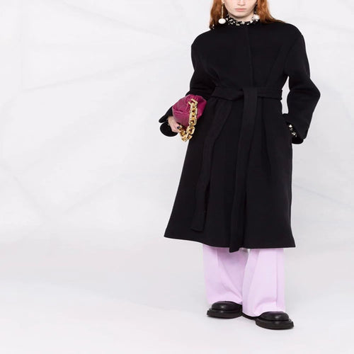 Damen Wollmix-Mantel im Kimono-Schnitt mit Bindegürtel und verdeckter Knopfleiste Echoarchiv