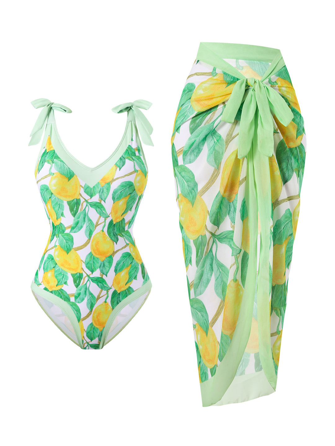 Damen Badeanzug mit floralem Design und transparentem Wickelrock Echo Archiv