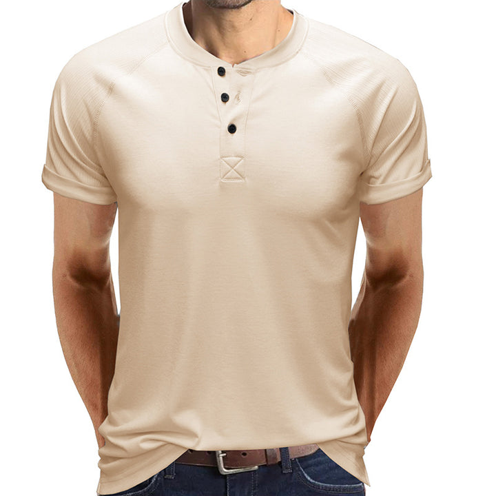 Herren Kurzarmshirt mit stilvollen Rippendetails und Knopfverschluss Echoarchiv