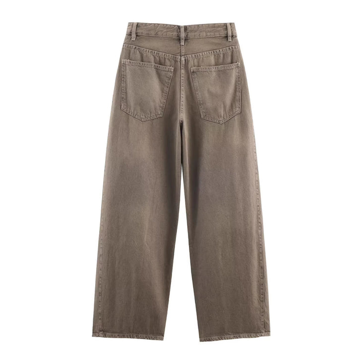 Damen Weite hochtaillierte Culotte-Hose mit Ziernaht, aufgesetzten Taschen und Bindegürtel Echo Archiv