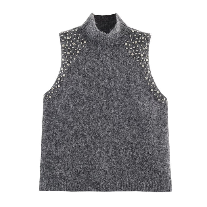 Damen ärmelloses Strickoberteil mit eleganten Perlenverzierungen Echo Archiv